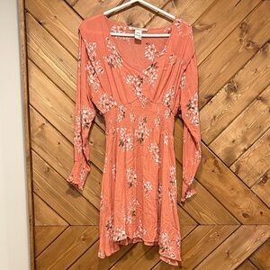 American Rag Smocked Fit & Flare Dress Floral Medium